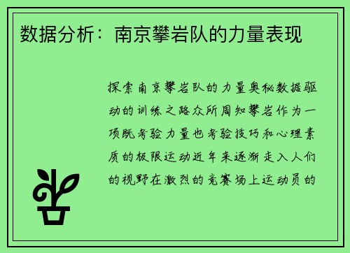 数据分析：南京攀岩队的力量表现
